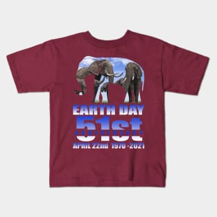 51st Earth day Elephant Earth day 2021 gift idea Kids T-Shirt